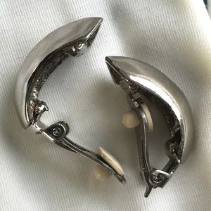 1950s vintage silver Crescent clip-on earrings